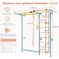 Miniatyrbillede 4 af 4: COSTWAY Klatrestativ til Børn 7 i 1 i Stål med Abebarer, Reb Væg, Vægstige, Pull-Up Bar, Rebstige