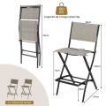 Miniatyrbild 4 av 4: COSTWAY Set med 2 textilen barstolar - hopfällbar design, halkskydd, fotstöd - last 150 kg - kaffe