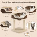 Miniatyrbild 3 av 4: COSTWAY 50 cm kattträd med 2 naturliga sisalskrapstolpar, plyschabborre, kompakt kattträdstorn för kattunge/katt, beige