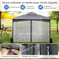 Miniatyrbillede 4 af 6: COSTWAY Havepavillon 300 x 365 cm med Netvægge - Vandtæt Gazebo med Dobbelt Tag til Terrasse Reception Grå