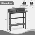 Pikkukuva 4 / 4: COSTWAY HDPE -puutarhabaaripöytä 2 tasolla - K 136 cm, säädettävät jalkatyynyt, säleikkö - sisäkäyttöön ulkona