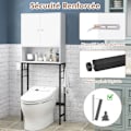 Miniatyrbillede 2 af 6: COSTWAY toiletenhed over toilet med 2 døre, justerbar hylde, justerbar bundstang, 2 sidekroge, hvid