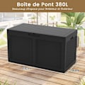 Miniatyrbild 5 av 6: COSTWAY Förvaringslåda med Hjul för Utomhusbruk - 380 L - i PP-resin Låsbart Lock Svart