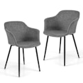 Miniatyrbillede 1 af 4: COSTWAY Sæt med 2 polstrede spisestuestole, Ergonomisk Ryglæn, Brede Armlæn, Moderne, 60 x 53 x 82,5 cm, Grå Grå