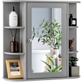 Pikkukuva 1 / 6: COSTWAY Kylpyhuoneen seinäkaappi peilillä WC-säilytys ovella ja 6 hyllyllä 65 x 16,5 x 63 CM harmaa Grå