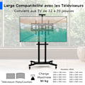 Miniatyrbillede 3 af 4: COSTWAY mobilt tv-stativ til flade og buede tv'er 32" til 70", justerbar tv-vogn med hjul, 600 x 400 mm, 50 kg