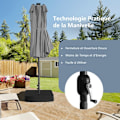 Miniatyrbillede 4 af 6: Dobbelt XXL Haveparasol 48 LED - COSTWAY - 470 x 280 x 246 cm - Base og Sandpose - Solpanel - Rektangulær Grå