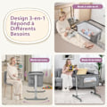 Miniatyrbillede 2 af 4: COSTWAY Babyseng Vugge 5 Justerbar Højde Belastning 9KG, åndbar Mesh Bassinet Rejsetaske til baby 0-6 måneder, Lysegrå Grå