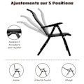 Miniatyrbillede 3 af 4: COSTWAY Foldehavestol i PE Rattan - Højt ryglæn justerbart til 5 positioner, skridsikre fødder, metalstel - brun