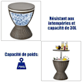 Miniatyrbillede 3 af 4: COSTWAY Cool Bar 30L Sofabord 2 i 1 med Hævebord Ø 43 x 57,5-82H cm Rattan-look til Fester Terrasser Haver Brun