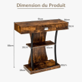Miniatyrbillede 4 af 4: COSTWAY Konsolbord - 3 hylder - Entrémøbler - L91 x P30 x H88 - Skandinavisk stil, Anti-Tip Device Rustik brun