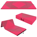 Pikkukuva 1 / 4: COSTWAY kokoontaittuva voimistelumatto 240 x 117 x 5 cm 4-kerroksinen irrotettava PU-nahkapäällinen koukku- ja silmukkakiinnikkeillä vaaleanpunainen Rosa/persika