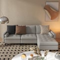 Miniatyrbillede 3 af 4: COSTWAY 3-4 personers hjørnesofa, luftlæder med 2 USB-porte, venstre eller højre, 3 hynder, 240 x 130 x 80 CM Grå Ljusgrått