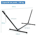Miniatyrbillede 4 af 6: COSTWAY Metal Hammock Stand 150 KG Load Adjustable Chain with Hooks for Indoor Outdoor Black 325 x 100 x 106 cm