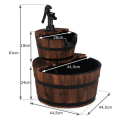 Miniatyrbild 4 av 4: COSTWAY Dekorativ Cascading utomhusfontän i trä med pump 2 steg Justerbar vattenflödeskapacitet 19 L Rustik stil