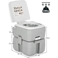 Miniatyrbillede 2 af 6: COSTWAY WC Bærbart campingtoilet 10L affaldstank 20L skyllepumpeniveauindikator Roterende afløb