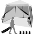 Miniatyrbillede 1 af 4: COSTWAY Instant Folding Barnum Gazebo 3x3m - Mesh-sidevægge - Skråben - Taske med hjul - Højdejusterbar - Hvid Vit