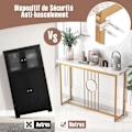 Miniatyrbild 3 av 6: COSTWAY Konsolbord, Entrémöbel med marmoreffekt 120 x 30 x 80,5 CM (L x B x H) - Guldmetallram, skandinavisk stil vitt och guld