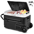 Miniatyrbillede 1 af 6: COSTWAY bærbart bilkøleskab 12/24V-Dual Separate Zoner 40 L-ECO/Max Mode-3 Power Modes-LED Touch Panel