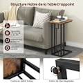 Miniatyrbild 2 av 4: COSTWAY C-format sidobord, robust metallstomme, justerbara ben Max 20 kg, 48 x 26 x 66 cm