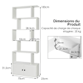 Miniatyrbillede 4 af 6: COSTWAY 6-trins bogreol med 2 døre - 70 x 23 x 183 CM - S-form træopbevaringshylde - moderne stil - hvid