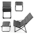 Miniatyrbillede 1 af 6: COSTWAY Sammenklappelig campingstol med fodstøtte, aftagelig pude, liggende strandstol til terrasse, have, gårdhave, grå Grå