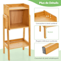 Miniatyrbillede 3 af 4: COSTWAY 3-lags bambus reol, fritstående hylde, til lille plads, soveværelse, stue, køkken, 27 x 37 x 80 cm