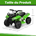 Miniatyrbillede 6 af 6: COSTWAY elektrisk quad til børn med 4 skridsikre hjul, musik, horn, LED-lys, glatte styr, opbevaringsboks, grøn