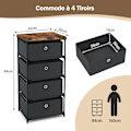Miniatyrbillede 5 af 6: COSTWAY kommode med 4 stofskuffer 42 x 33,5 x 84,5 cm, med metalramme, opbevaringsskuffemøbler til soveværelse, industri, sort Svart