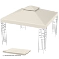 Miniatyrbillede 1 af 4: COSTWAY Udskiftningspavillondug 3m x 3m Polyester dobbeltlags lærred Drænhuller Krog og løkke Fasteners Beige Beige