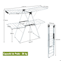 Miniatyrbillede 6 af 6: Foldable Tumble Dryer COSTWAY - 33 Bars, 26 Sock Clips - 2-Level Drying Rack Large Drying Surface in Steel