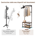 Miniatyrbillede 3 af 4: COSTWAY Knagerække Garderobe med 10 kroge Bænk og skostativ Industriel indgangsmøbler Kontor, soveværelse