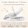 Miniatyrbild 3 av 4: COSTWAY 2 i 1 Baby Bouncer-3 Position Ryggstödsfast sits/avtagbart tvättbart tyg Rocker-Toy Arch-0 till 6 månader 9 kg-Grå