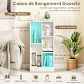 Miniatyrbillede 2 af 6: COSTWAY 3-lags bogreol-50 x 24 x 103,5 CM-5 Åbne opbevaringsrum-Anti-Tip Kit-Max kapacitet 90 KG-Hvid Vit