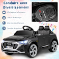 Miniatyrbillede 3 af 4: Elbil til børn COSTWAY Audi License Fjernbetjening & Lys & Musik 3 Speeds Soft Start 98x49x43CM Sort