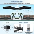 Miniatyrbillede 2 af 4: COSTWAY 3 m firkantet forskudt parasol med krydsstangsbase, aluminium 360° drejelig vippearm 8 ribber, sort