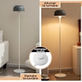 Miniatyrbillede 2 af 4: COSTWAY moderne gulvlampe H 146 cm med tekstureret kunststensskærm, fodkontakt vægtet base, E27 base