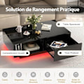 Miniatyrbild 4 av 6: COSTWAY Soffbord - LED-lampor 20 Färger - 95 x 55 x 31 CM - LED Soffbord med Stort Låda och Fack - Svart Svart