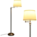 Miniatyrbillede 1 af 6: COSTWAY Læselampe Salon på Fod 152CM med Svingarm 360° og PVC Skærm E27 Fatning (Max 60W) Rør i Forguldent Jern Værelse