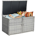 Miniatyrbillede 1 af 6: COSTWAY Haveopbevaringsboks 335L i PE Rattan, Maks 120 kg, Stålramme med 2 hylder 115 x 60 x 65 CM Grå