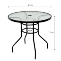 Pikkukuva 4 / 4: COSTWAY Pyöreä Ulkokalustepöytä Karkaistusta Lasista, Aurinkovarjon Reikällä, Tasomitta ø 80 CM, Bistroon, Patioon, Terassille, Musta Svart