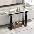 Pikkukuva 3 / 4: COSTWAY-konsolipöytä, marmoriefekti - 110 x 30 x 81 CM, skandinaaviset eteisen kalusteet, musta metallikehys Vit och svart