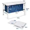 Miniatyrbild 4 av 4: COSTWAY Fällbord för Camping med 2 Förvaringsfack Blå Höjdjusterbart Kompakt Trädgårdsbord för Picknick Blå