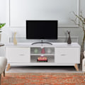 Miniatyrbillede 2 af 4: COSTWAY 60" tv-stativ med 4 rum 2 døre 2 kabelstyringshuller, 4 massive træben, stue, soveværelse, 140x40x48cm