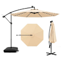 Miniatyrbillede 1 af 6: Parasol Déporté 3M - 40 LED-lys - COSTWAY - Krydsbase Sandpose - Beige - UV-beskyttelse 20+ Solcelle 6 Timer Beige