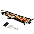Miniatyrbillede 1 af 6: Non-stick elektrisk bageplade COSTWAY-1800W-90 x 23 CM-Justerbar termostat-Olieopsamlerskuffe-Hurtig termisk ledning