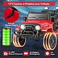 Pikkukuva 2 / 4: COSTWAY sähköauto-12 V lapset 3+, kaukosäädin-kierrepyörät-pehmeä käynnistys-LED-valot-musiikki-3-6 km/h- punainen