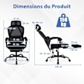 Miniatyrbillede 6 af 6: COSTWAY Ergonomisk Kontorstol - Høj Mesh Ryglæn med 135° Tilt, Retractable Fodstøtte, Justerbar Lændestøtte