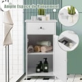 Miniatyrbild 3 av 4: COSTWAY badrumsskåp med 1 dörr och 3-positions justerbar hylla, för badrum, vardagsrum, vit, 43 x 34 x 77 cm