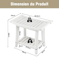 Pikkukuva 4 / 4: COSTWAY Kylpyhuoneen Jakkara 2 Tasoa HDPE Vesitiivis, Liukumaton Suihku Penkki Kaareva Istuin, 60,5 x 34 x 48 cm, Valkoinen